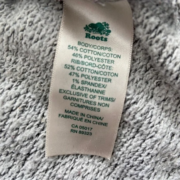 ROOTS SALT & PEPPER KANGA SWEATSHIRT HOODIE WITH CREAM LOGO, X SMALL - Picture 8 of 8